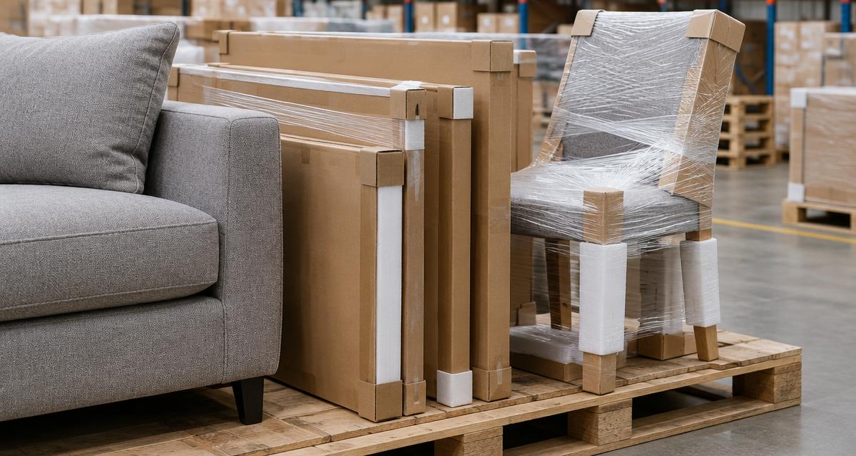 Furniture protected and palletized for ocean freight